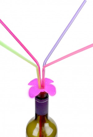 Sappy Sips Pink Flower w/4 Straws - FREE Shipping
